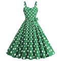 Womens Retro Rockabilly Dress Floral Audrey Hepburn 50s 60s Party Gown Green