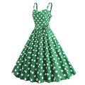 Womens Retro Rockabilly Dress Floral Audrey Hepburn 50s 60s Party Gown Green