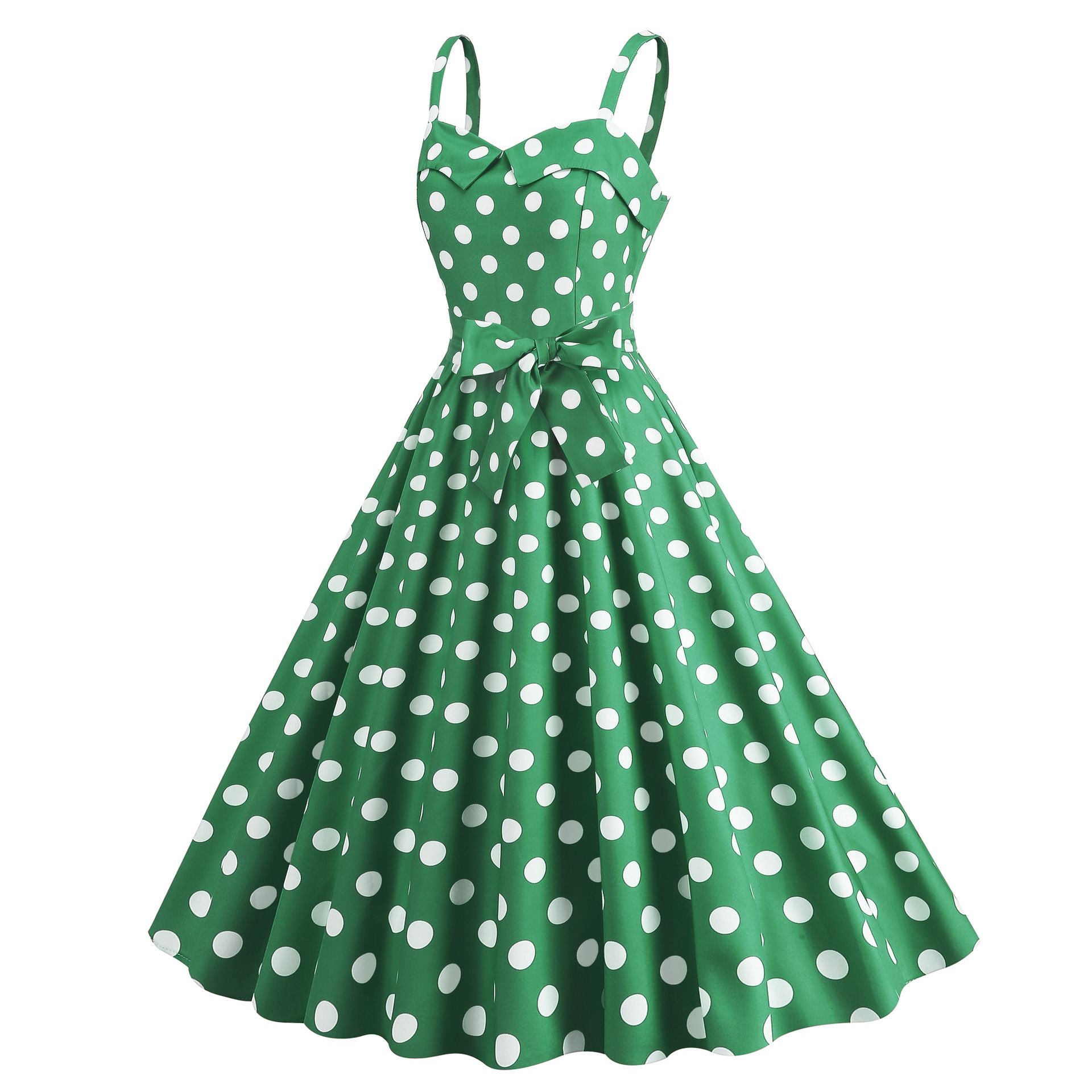 Womens Retro Rockabilly Dress Floral Audrey Hepburn 50s 60s Party Gown Green