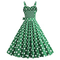 Womens Retro Rockabilly Dress Floral Audrey Hepburn 50s 60s Party Gown Green