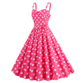 Womens Retro Rockabilly Dress Floral Audrey Hepburn 50s 60s Party Gown Pink