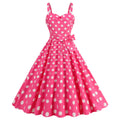 Womens Retro Rockabilly Dress Floral Audrey Hepburn 50s 60s Party Gown Pink