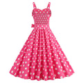 Womens Retro Rockabilly Dress Floral Audrey Hepburn 50s 60s Party Gown Pink