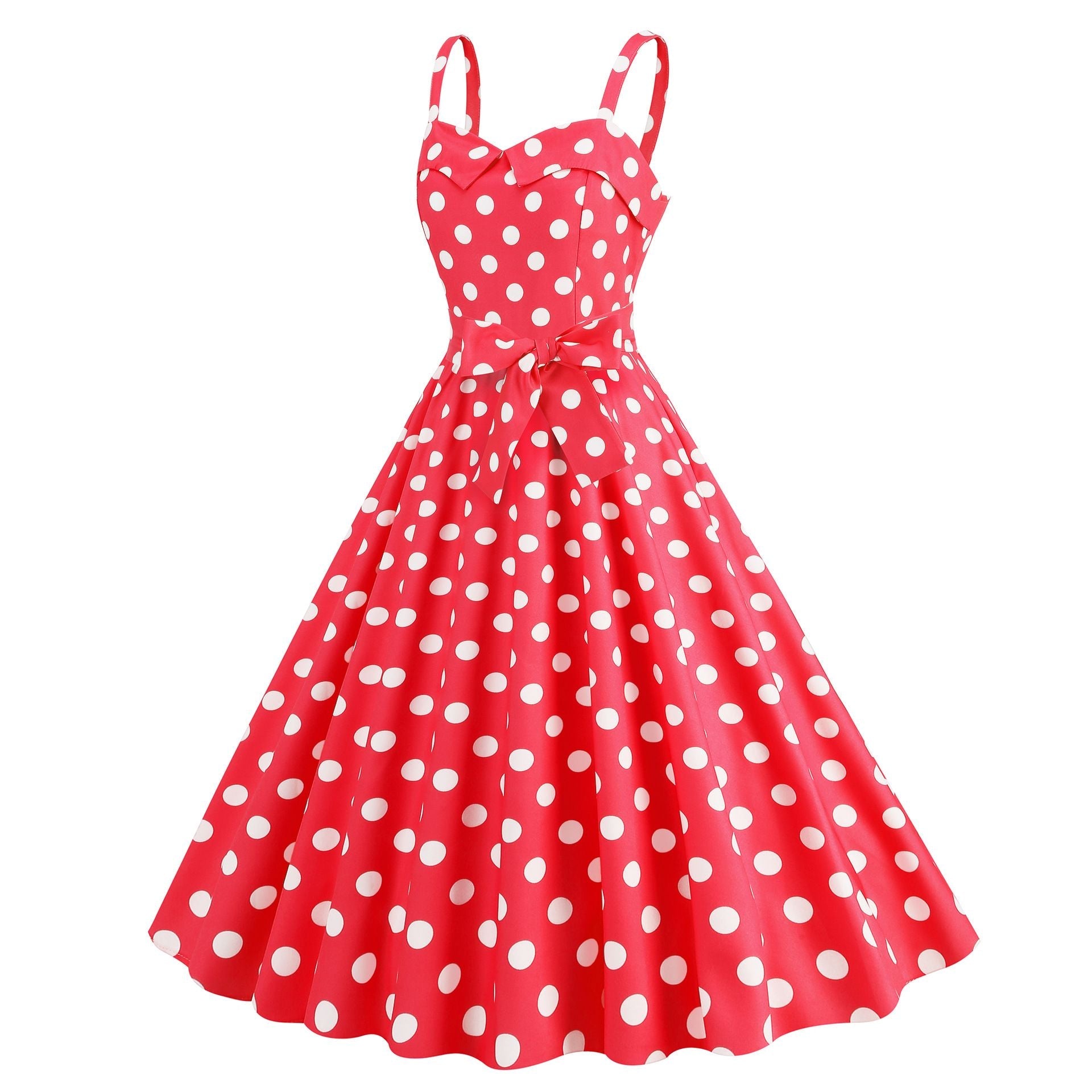 Womens Retro Rockabilly Dress Floral Audrey Hepburn 50s 60s Party Gown Red
