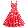 Womens Retro Rockabilly Dress Floral Audrey Hepburn 50s 60s Party Gown Red