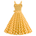 Womens Retro Rockabilly Dress Floral Audrey Hepburn 50s 60s Party Gown Yellow