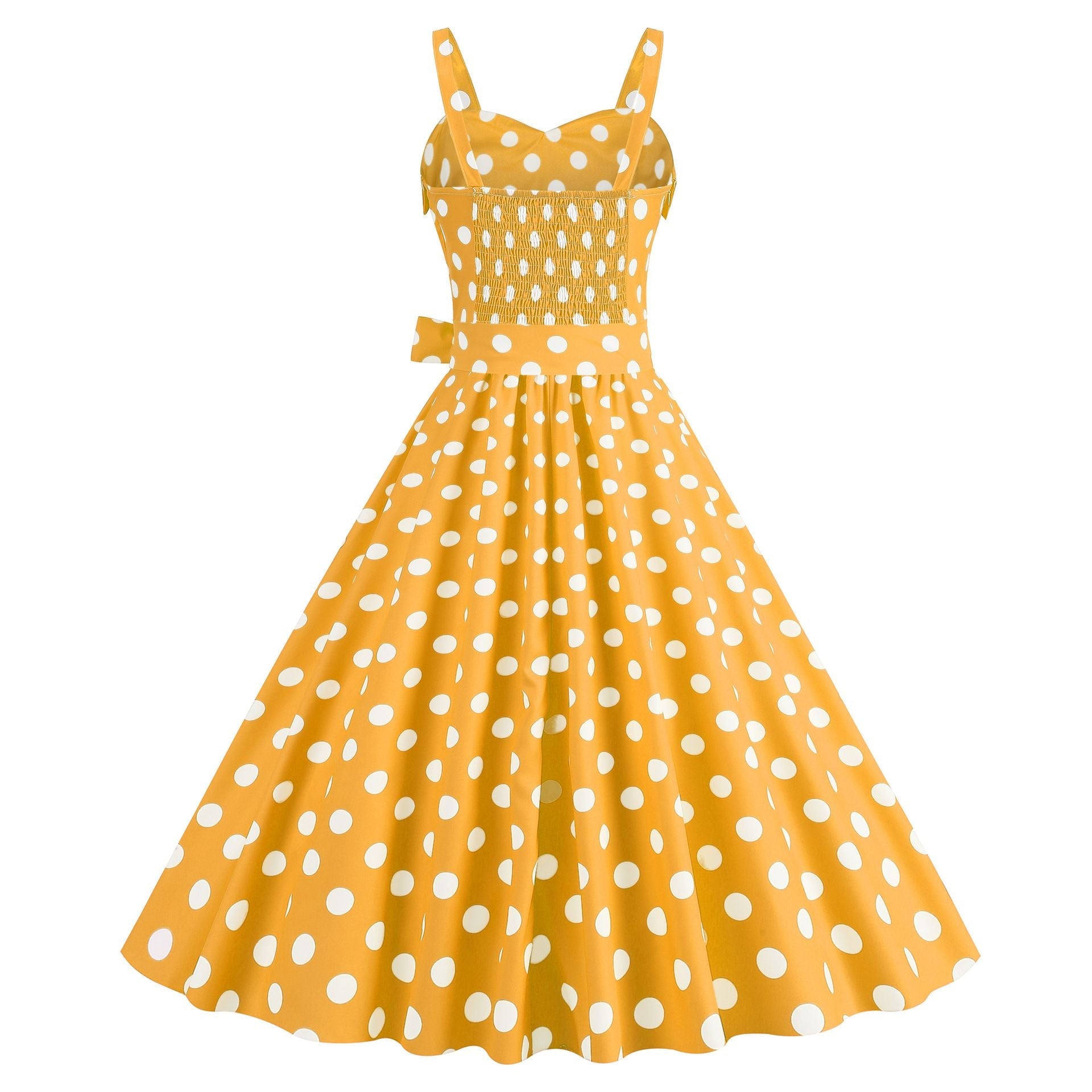 Womens Retro Rockabilly Dress Floral Audrey Hepburn 50s 60s Party Gown Yellow