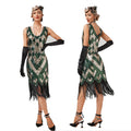 Womens Sequin Dress Simple 1920s Flapper Cocktail Party Dresses Green