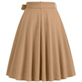 Womens Skirt Summer High Waisted Midi A Line Skirts with Bow Beige
