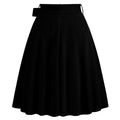 Womens Skirt Summer High Waisted Midi A Line Skirts with Bow Black