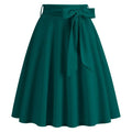Womens Skirt Summer High Waisted Midi A Line Skirts with Bow Green