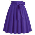 Womens Skirt Summer High Waisted Midi A Line Skirts with Bow Purple