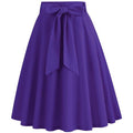 Womens Skirt Summer High Waisted Midi A Line Skirts with Bow Purple