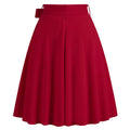Womens Skirt Summer High Waisted Midi A Line Skirts with Bow Red