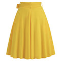 Womens Skirt Summer High Waisted Midi A Line Skirts with Bow Yellow