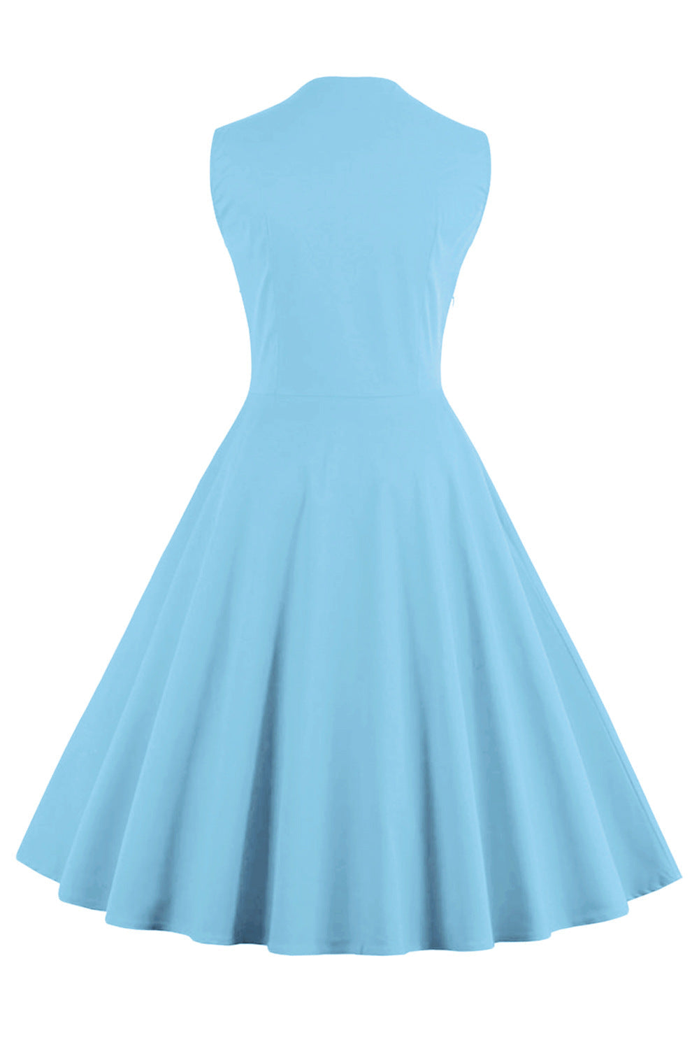 Womens Sleeveless Rockabilly Vintage Flower Cocktail Party Dress Blue
