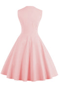 Womens Sleeveless Rockabilly Vintage Flower Cocktail Party Dress Pink