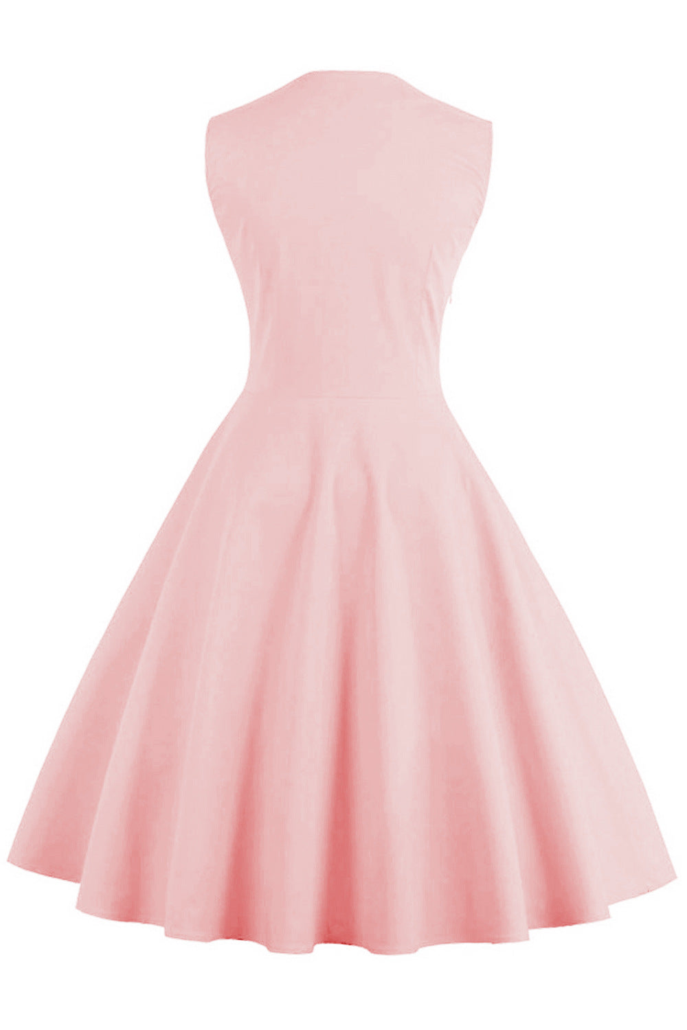 Womens Sleeveless Rockabilly Vintage Flower Cocktail Party Dress Pink