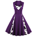 Womens Sleeveless Rockabilly Vintage Flower Cocktail Party Dress Purple