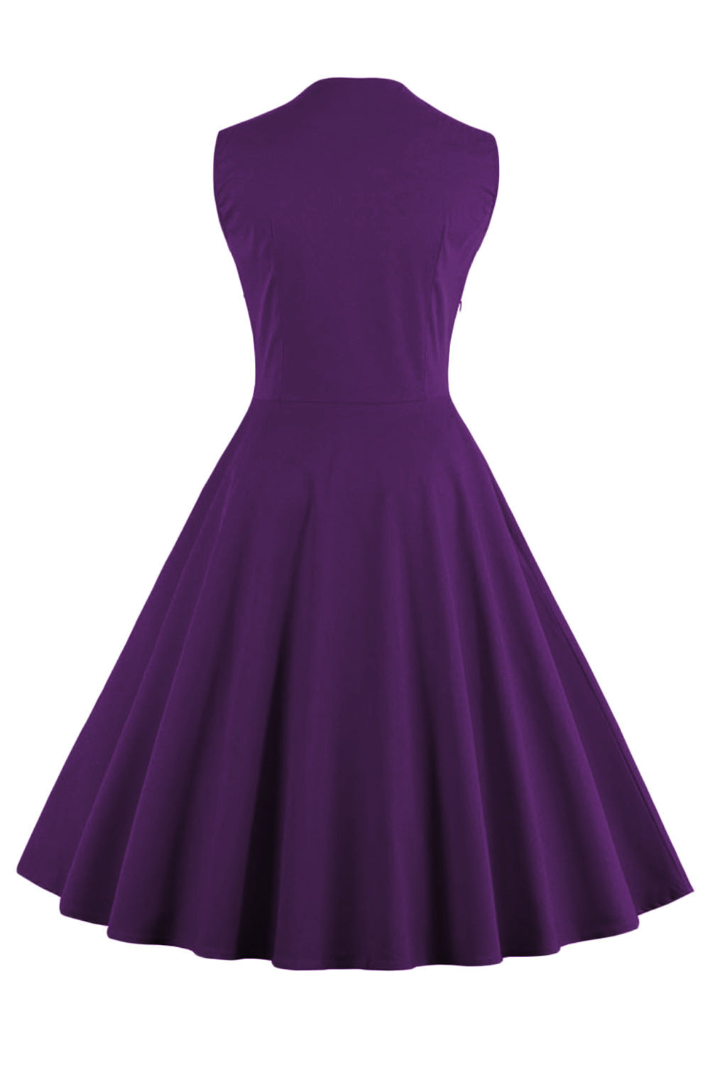 Womens Sleeveless Rockabilly Vintage Flower Cocktail Party Dress Purple