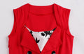 Womens Sleeveless Rockabilly Vintage Flower Cocktail Party Dress Red