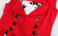 Womens Sleeveless Rockabilly Vintage Flower Cocktail Party Dress Red