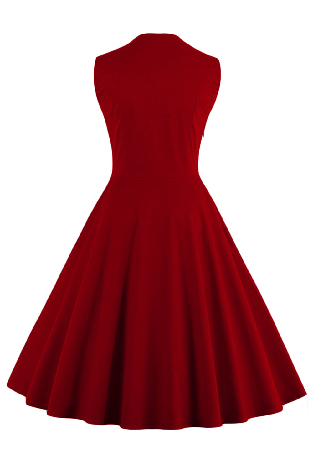 Womens Sleeveless Rockabilly Vintage Flower Cocktail Party Dress Wine