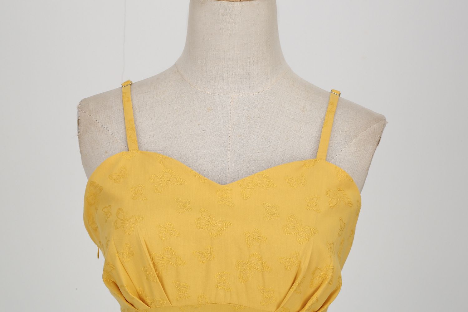 Womens Sleeveless Vintage 1950s Dress Spaghetti Strap A-line Midi Dresses Yellow