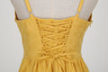 Womens Sleeveless Vintage 1950s Dress Spaghetti Strap A-line Midi Dresses Yellow