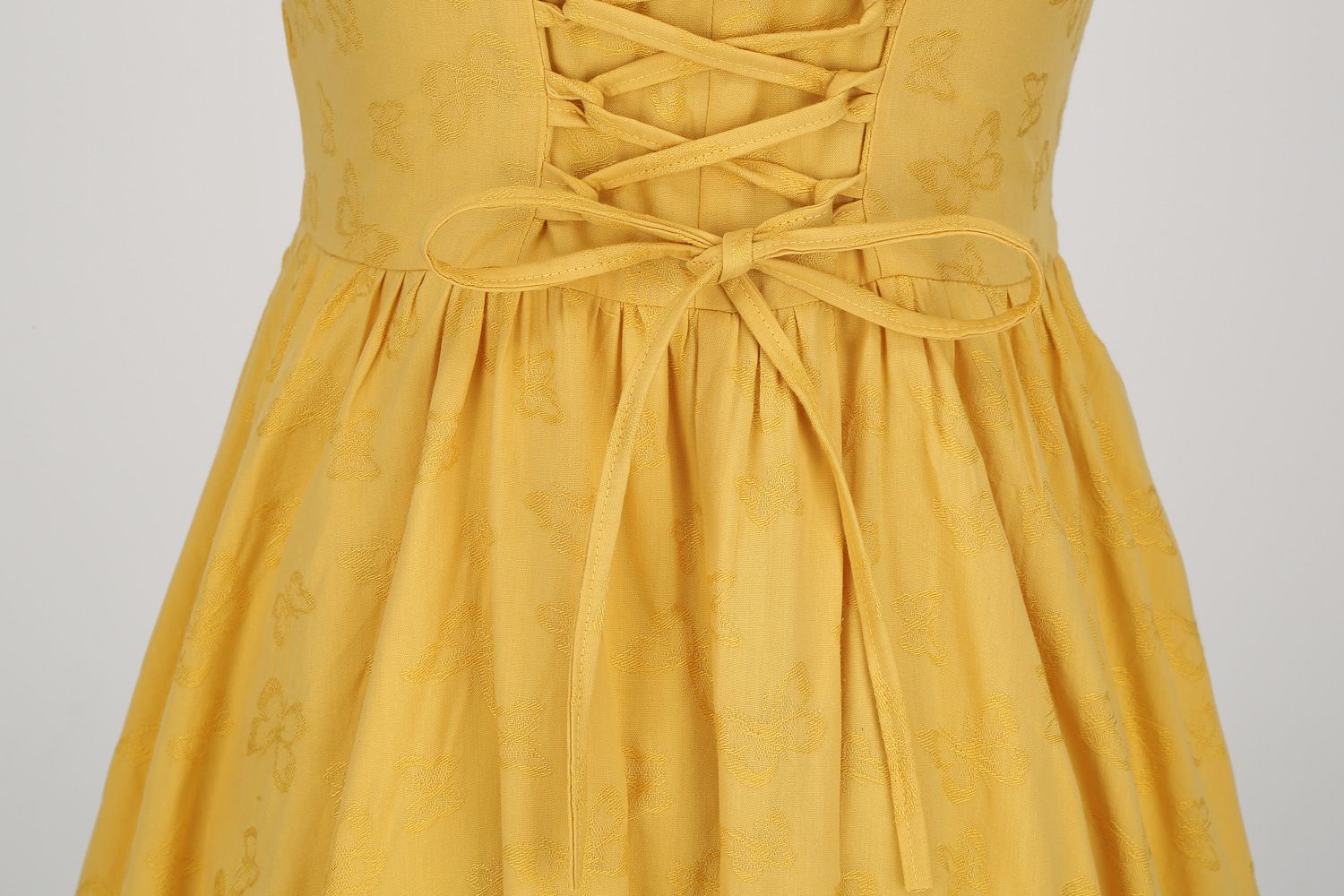 Womens Sleeveless Vintage 1950s Dress Spaghetti Strap A-line Midi Dresses Yellow