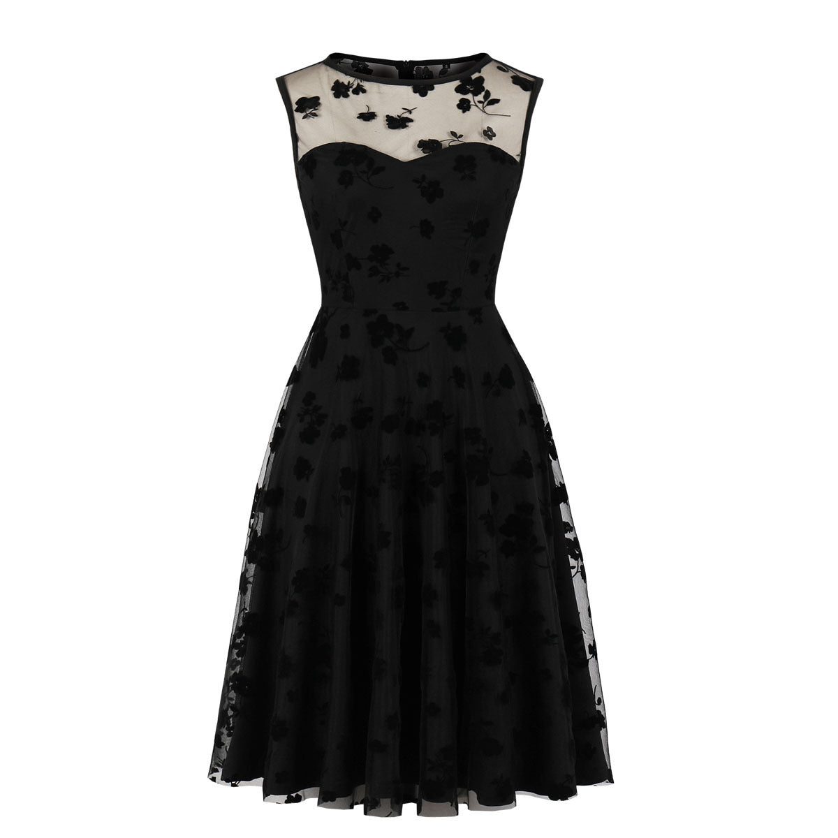 Womens Sleeveless Wrap Ruffle A Line Embroidery Summer Dress Black