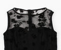 Womens Sleeveless Wrap Ruffle A Line Embroidery Summer Dress Black