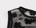 Womens Sleeveless Wrap Ruffle A Line Embroidery Summer Dress Black