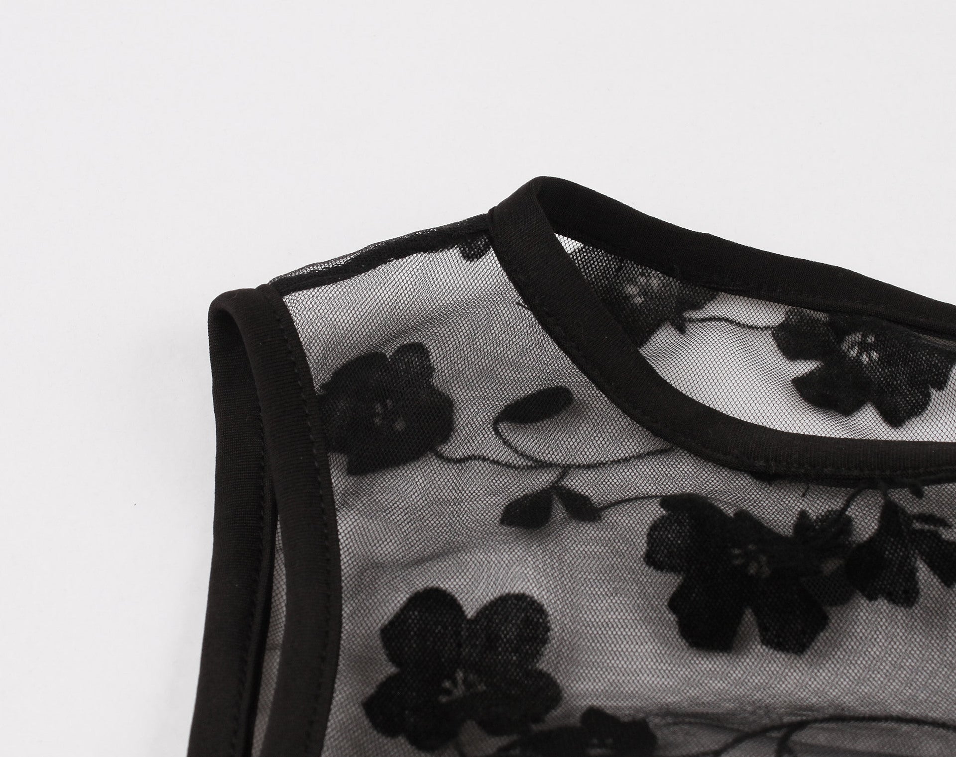 Womens Sleeveless Wrap Ruffle A Line Embroidery Summer Dress Black