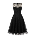 Womens Sleeveless Wrap Ruffle A Line Embroidery Summer Dress Black Leaf