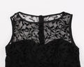 Womens Sleeveless Wrap Ruffle A Line Embroidery Summer Dress Black Leaf