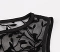 Womens Sleeveless Wrap Ruffle A Line Embroidery Summer Dress Black Leaf