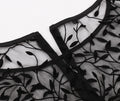 Womens Sleeveless Wrap Ruffle A Line Embroidery Summer Dress Black Leaf