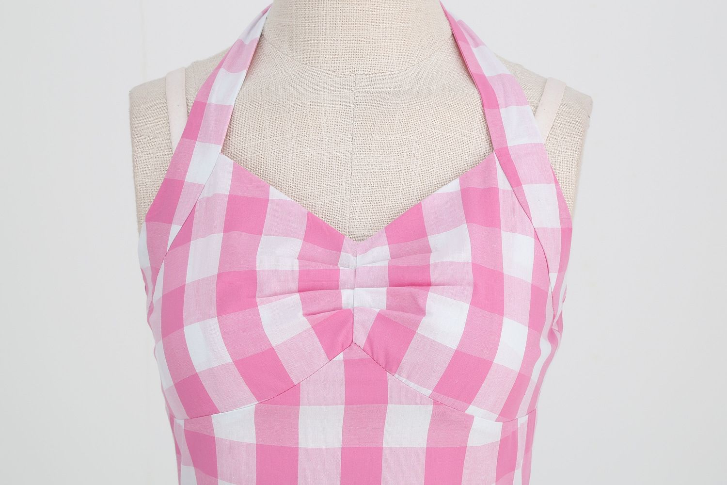 Womens Vintage 1950s Cocktail Halter Retro Formal A-line Midi Dress Pink