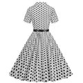 Womens Vintage 1950s Cocktail Party Swing Polka Dots Audrey Casual A Line Midi Dress White