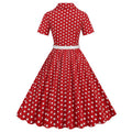 Womens Vintage 1950s Cocktail Party Swing Polka Dots Audrey Casual A Line Midi Dress White Red