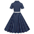 Womens Vintage 1950s Cocktail Party Swing Polka Dots Audrey Casual A Line Midi Dress White Red Navy