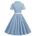Womens Vintage 1950s Cocktail Party Swing Polka Dots Audrey Casual A Line Midi Dress White Sky