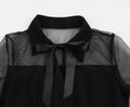 Womens Vintage 1950s Lace A Line Pleated Flare Cocktail Long Dress Black
