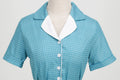 Womens Vintage 1950s Plaid Belt Slim-Fit Swing Retro Dress Mid-Length Dress Blue