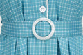Womens Vintage 1950s Plaid Belt Slim-Fit Swing Retro Dress Mid-Length Dress Blue