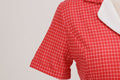 Womens Vintage 1950s Plaid Belt Slim-Fit Swing Retro Dress Mid-Length Dress Red
