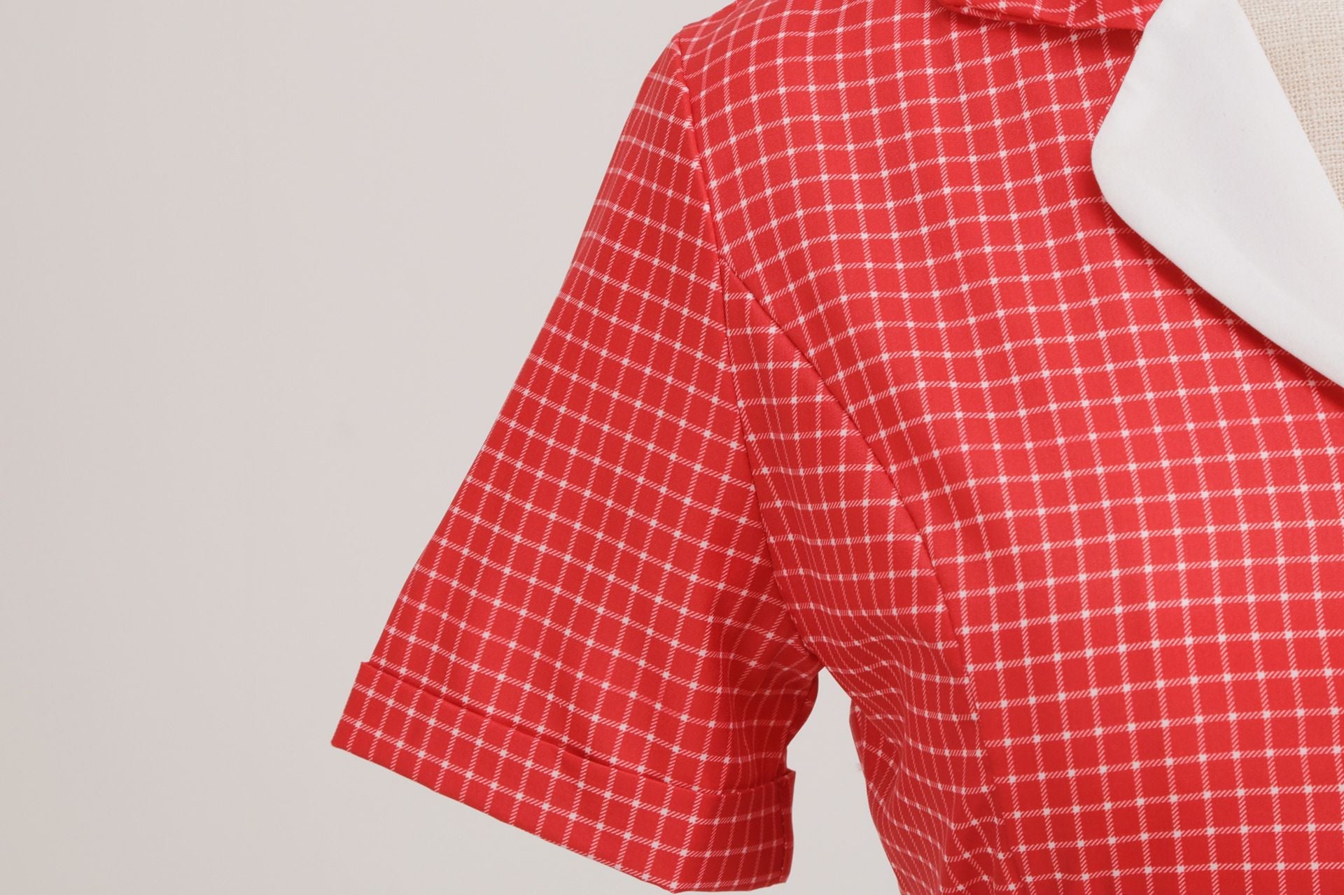 Womens Vintage 1950s Plaid Belt Slim-Fit Swing Retro Dress Mid-Length Dress Red
