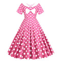 Womens Vintage 1950s Polka Dot Spring Garden Rockabilly Party Cocktail Dress Pink
