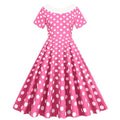 Womens Vintage 1950s Polka Dot Spring Garden Rockabilly Party Cocktail Dress Pink